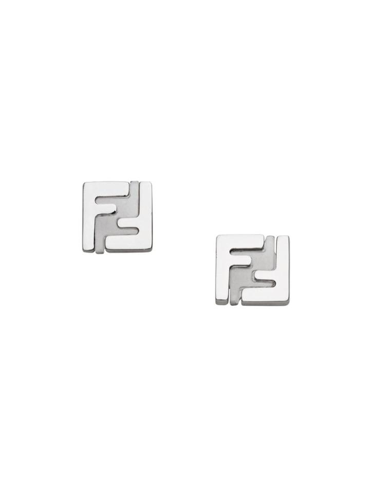 Fendi Ff Square Earrings - Silver