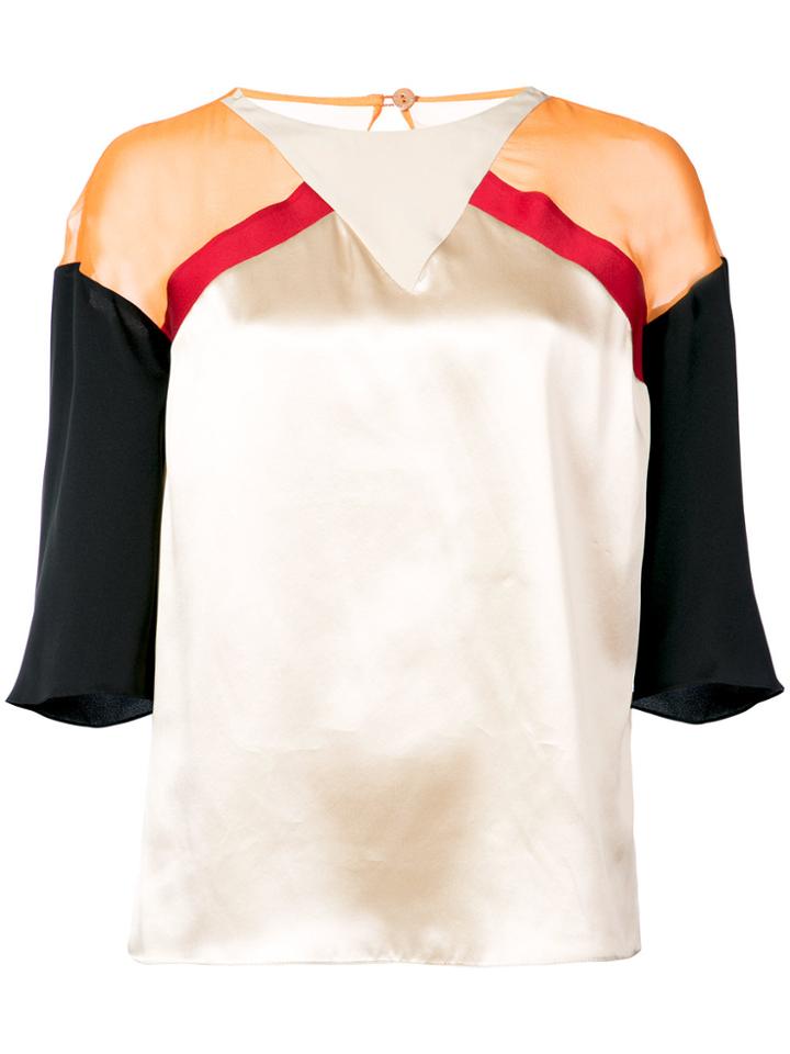 Vionnet Color Block Blouse - Nude & Neutrals