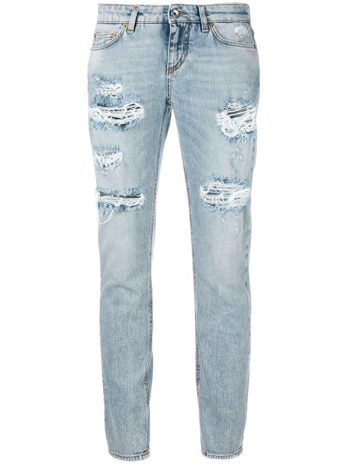 Dolce & Gabbana Ripped Cropped Jeans - Blue