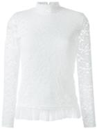 Guild Prime Floral Lace High-neck Blouse - White