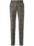 Entre Amis Checked Skinny Trousers - Brown