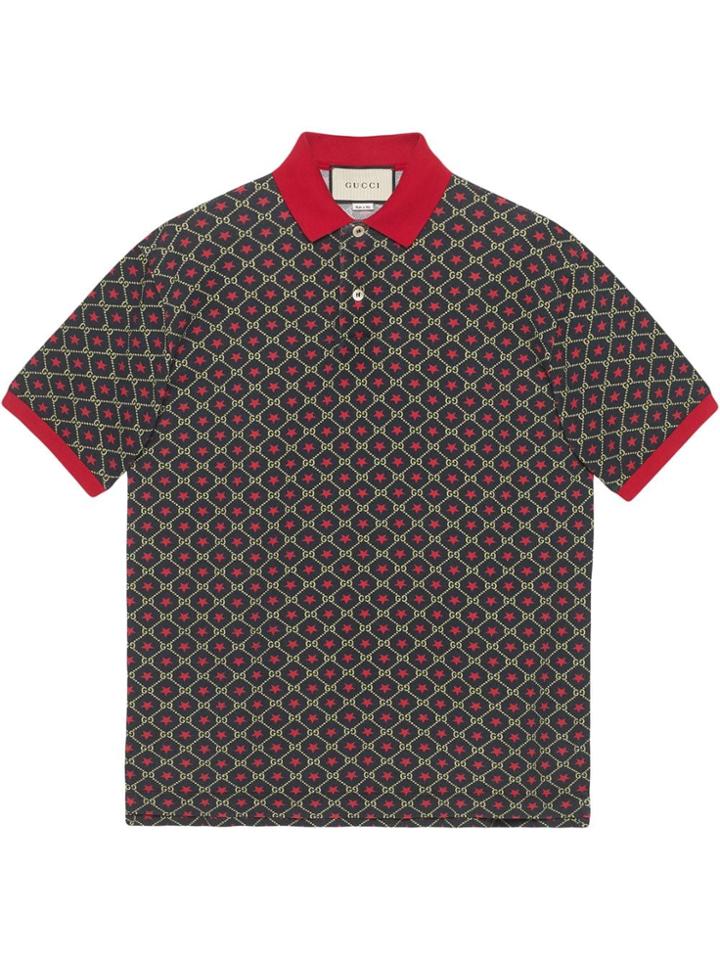 Gucci Oversize Polo With Gg Star Print - Multicolour