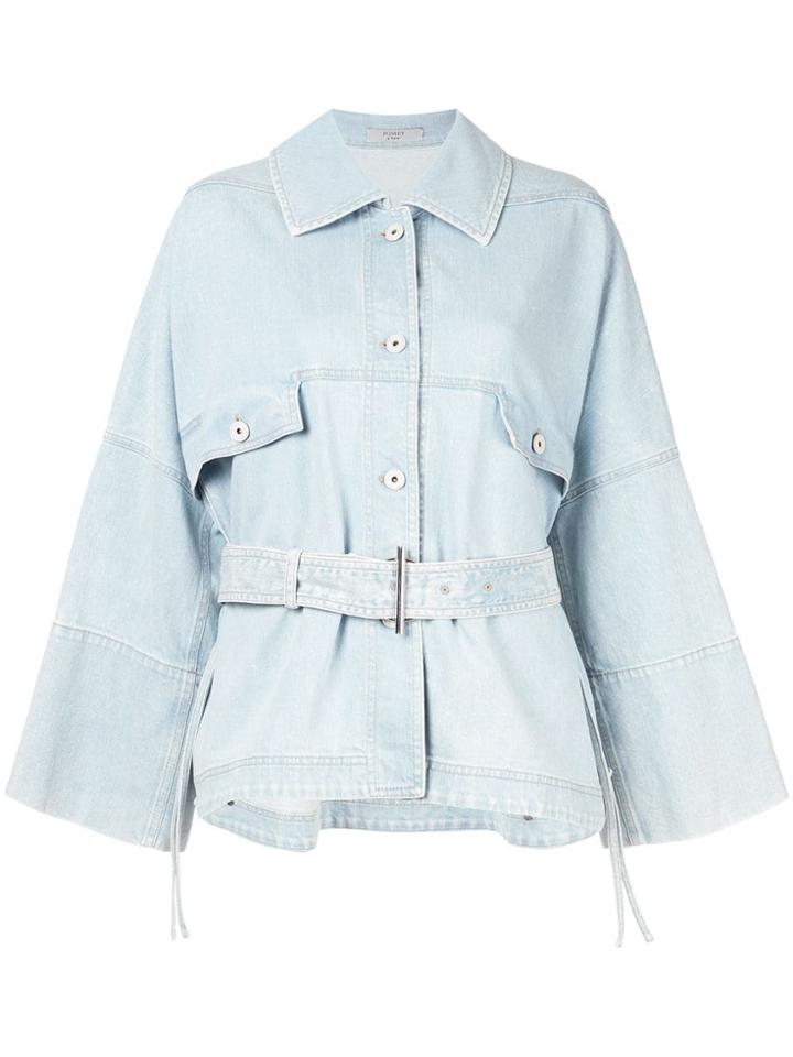 Poiret Belted Denim Jacket - Blue
