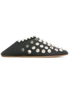 Grey Mer Slip-on Studded Mules - Black