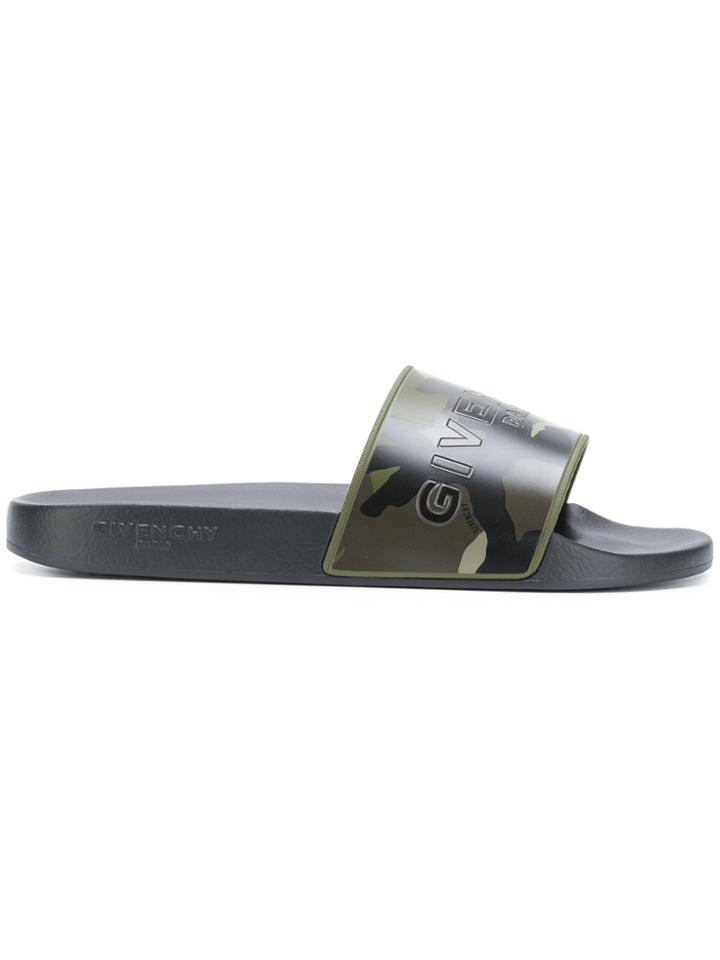 Givenchy Camo Logo Strap Slides - Black