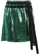 No21 Pleated Sequin Skirt, Women's, Size: 42, Green, Polyester/silk