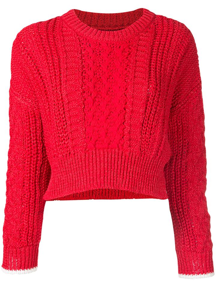 Coohem Stretch Cable Knit Jumper - Red