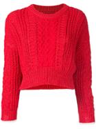 Coohem Stretch Cable Knit Jumper - Red