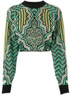 M Missoni Art Deco Intarsia Cropped Sweater - Green