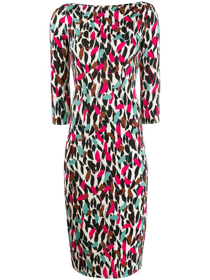 Elisabetta Franchi Abstract Print Fitted Dress - Neutrals