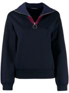 Cédric Charlier Striped Funnel Neck Sweatshirt - Blue