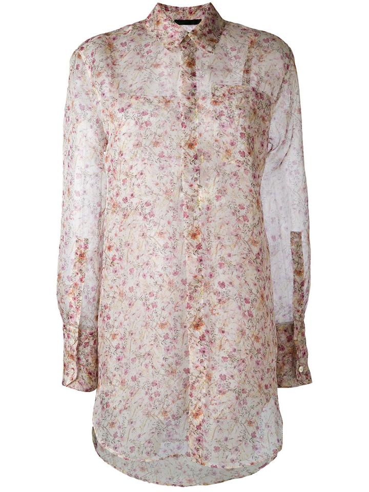 Sheer Floral Shirt - Women - Silk - 38, Pink/purple, Silk, Calvin Klein Collection