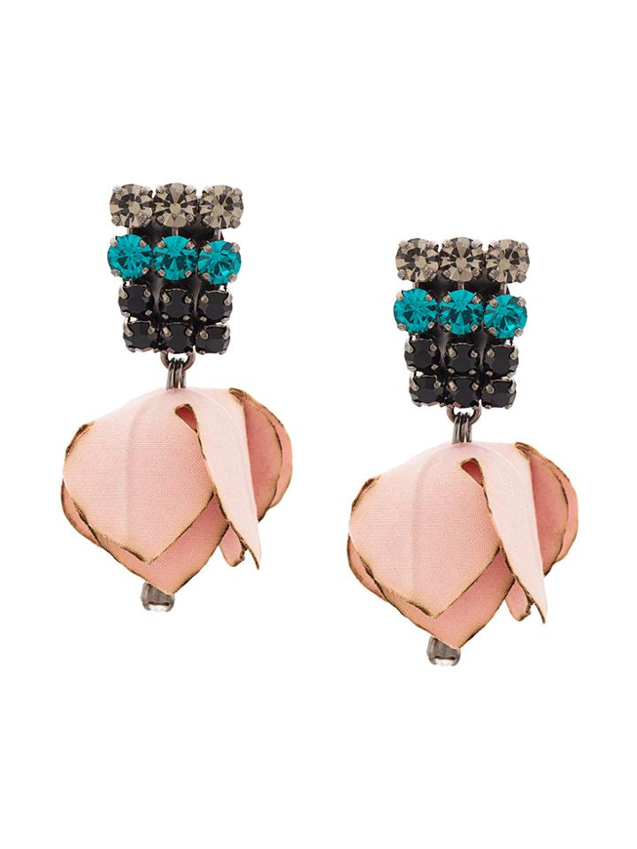 Marni Clip-on Flower Earrings - Pink & Purple