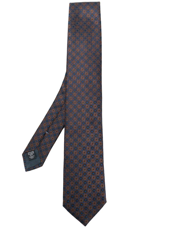 Ermenegildo Zegna Geometric Patterned Tie - Brown