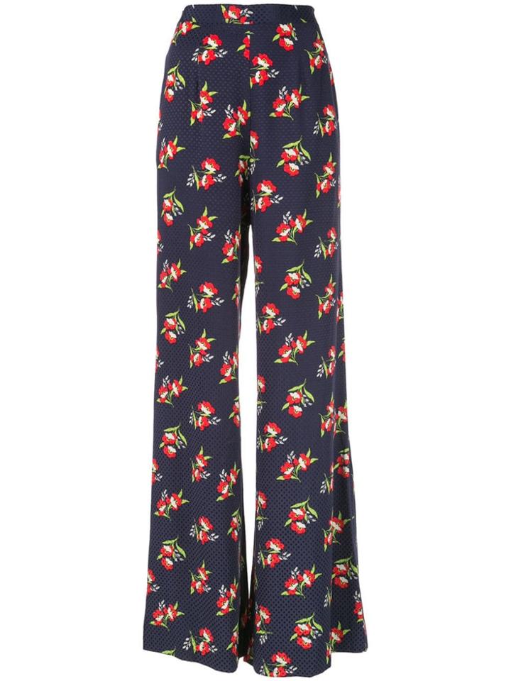 Jill Jill Stuart Floral Print Wide Leg Trousers - Blue