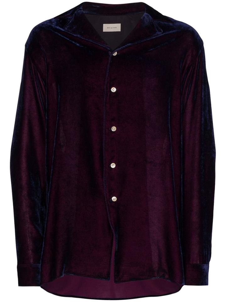 Bed J.w. Ford Velvet Open Collar Shirt - Purple