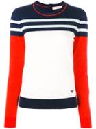Tory Burch Striped Jumper, Women's, Size: Small, White, Cashmere
