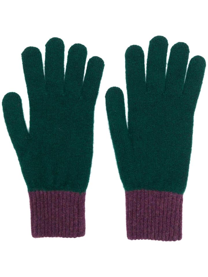 Ps By Paul Smith Contrast Knitted Gloves - Green