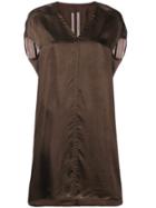 Rick Owens V-neck Satin Dress - Brown