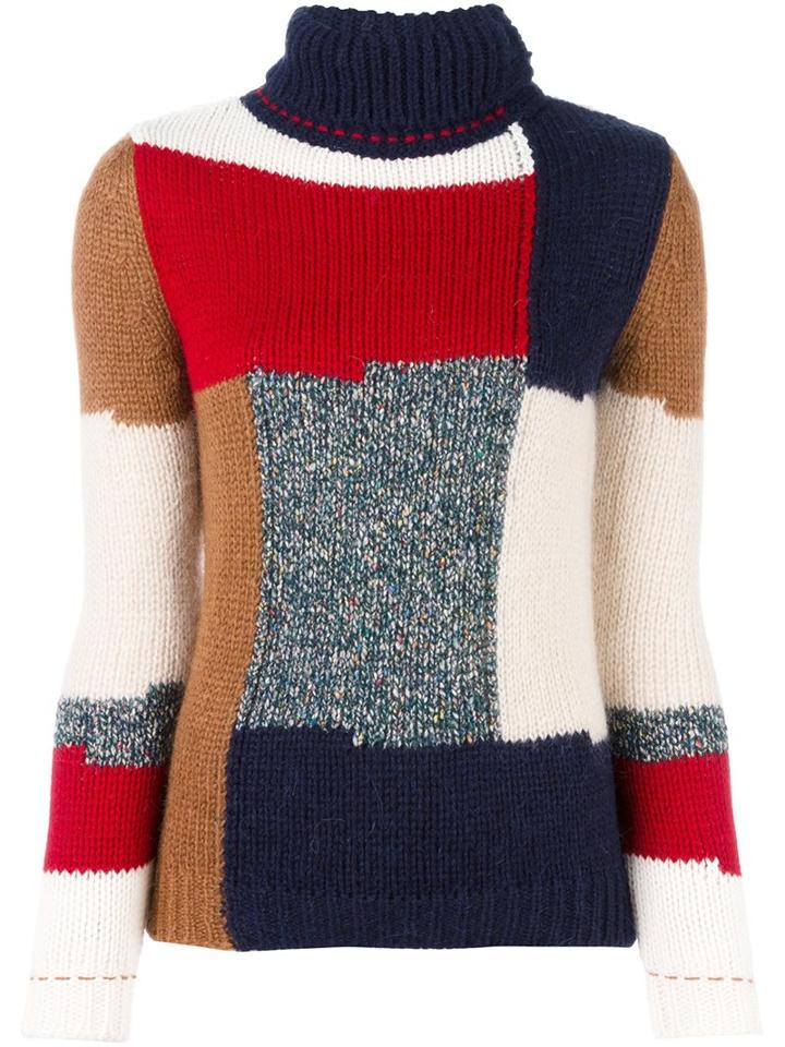 Vanessa Bruno Athé Patchwork Knit Jumper, Women's, Size: Small, Silk/cotton/acrylic/alpaca