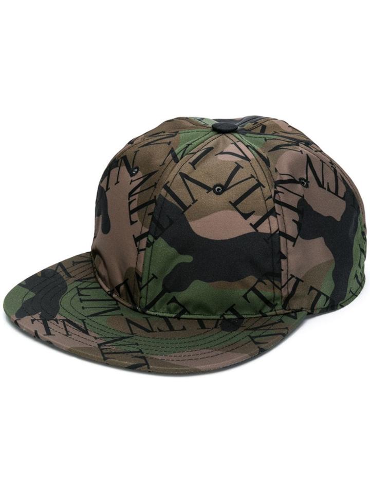 Valentino Camouflage Vltn Printed Cap - Green