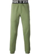 Versus Logo Track Pants, Men's, Size: Medium, Green, Cotton/polyester/spandex/elastane