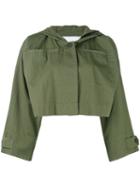 Alexander Wang - Cropped Military Jacket - Women - Cotton - Xs, Green, Cotton