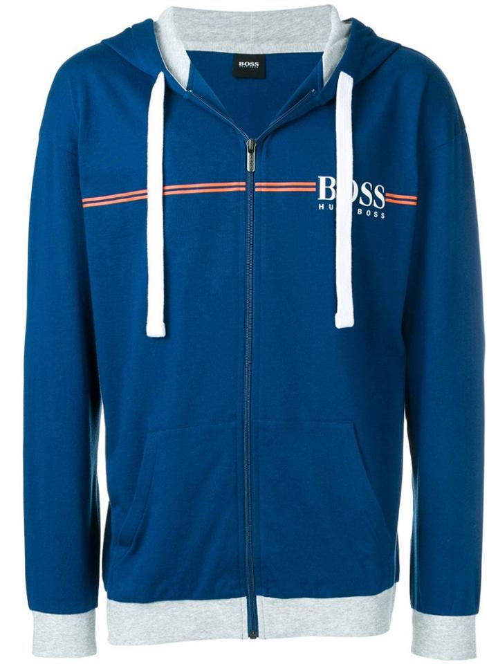 Boss Hugo Boss Zipped Logo Hoodie - Blue