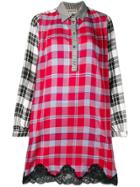 Semicouture Checked Shirt Dress - Red