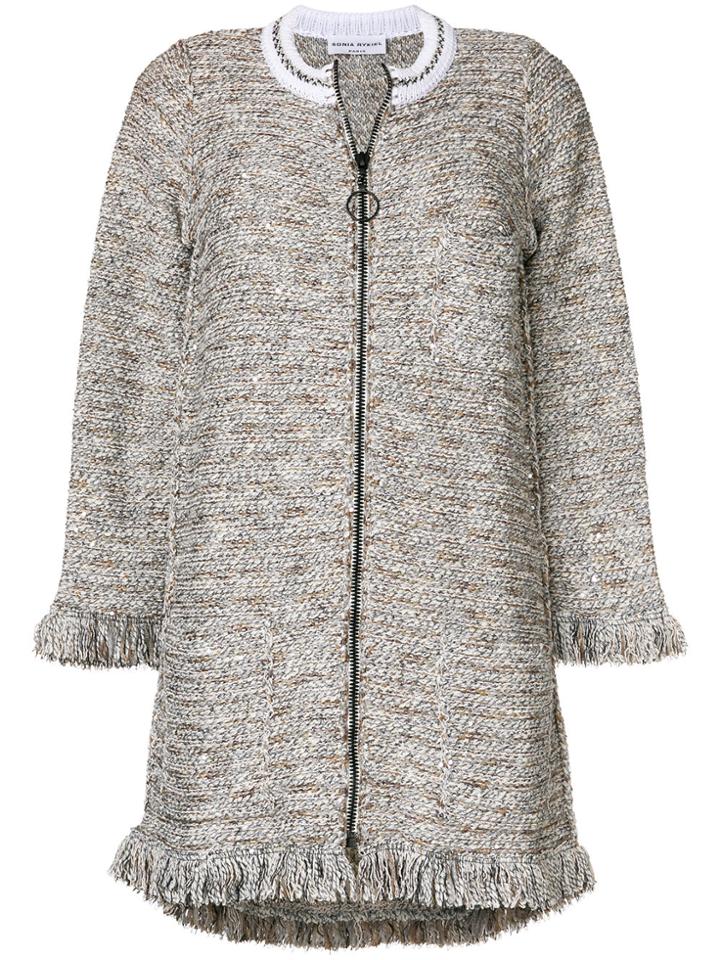 Sonia Rykiel Tweed Fringed Coat - Nude & Neutrals