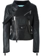 Dsquared2 Tie Collar Biker Jacket, Women's, Size: 42, Black, Lamb Skin/viscose/polyester