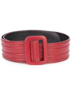 Oscar De La Renta Ribbed Belt - Red