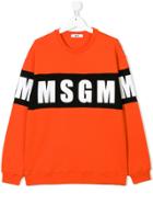 Msgm Kids Logo Tape Sweatshirt - Yellow & Orange