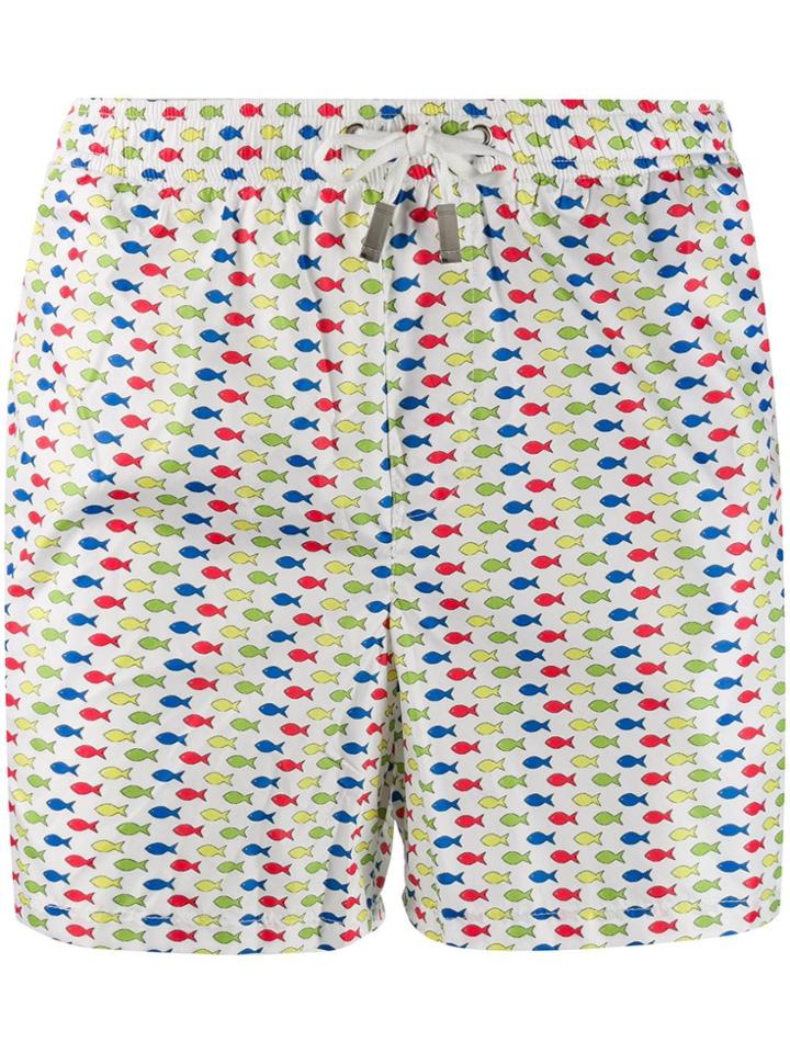 Fefè Fish-print Swim Shorts - White