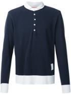 Thom Browne Long Sleeve Polo Shirt, Men's, Size: 4, Blue, Cotton