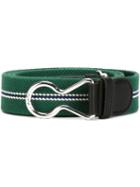 Carven Stripe Belt, Men's, Size: 95, Green, Cotton/leather