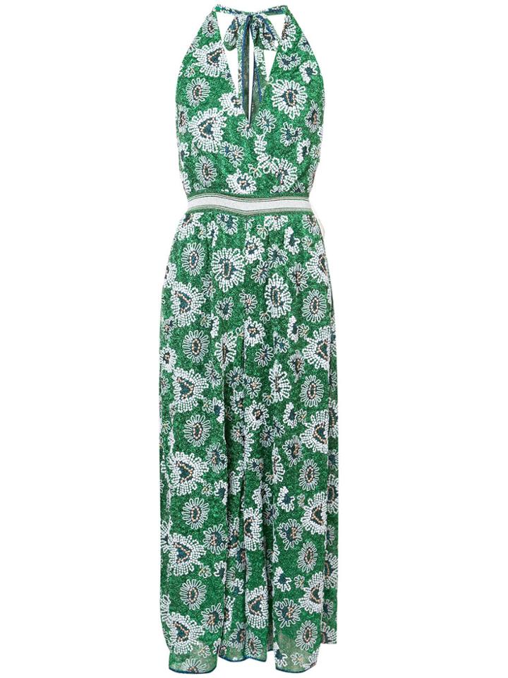 Missoni Embroidered Knit Halterneck Jumpsuit - Green