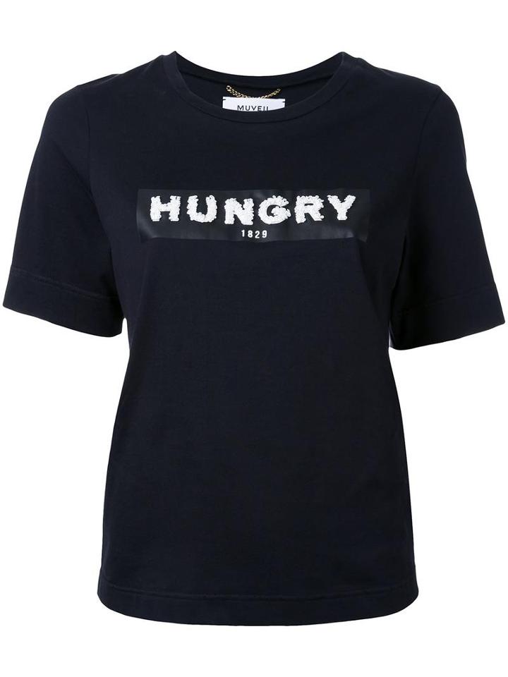 Muveil Hungry Sequin T-shirt, Women's, Size: 40, Blue, Cotton