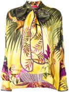 F.r.s For Restless Sleepers Tropical Print Drape Blouse - Yellow