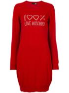 Love Moschino - Branded Jumper Dress - Women - Polyamide/viscose/cashmere/virgin Wool - 40, Red, Polyamide/viscose/cashmere/virgin Wool