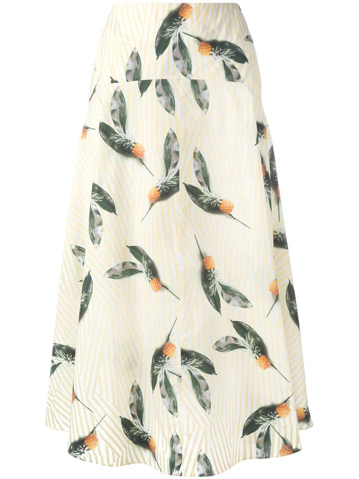 Cacharel Pineapple Print Skirt, Women's, Size: 34, Yellow/orange, Cotton