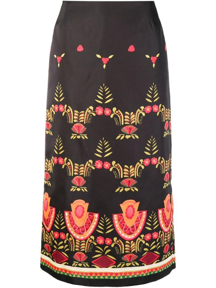 La Doublej Mexican Print Midi Skirt - Black