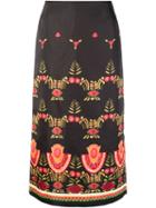 La Doublej Mexican Print Midi Skirt - Black
