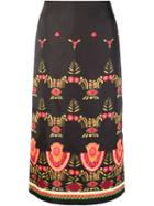 La Doublej Mexican Print Midi Skirt - Black