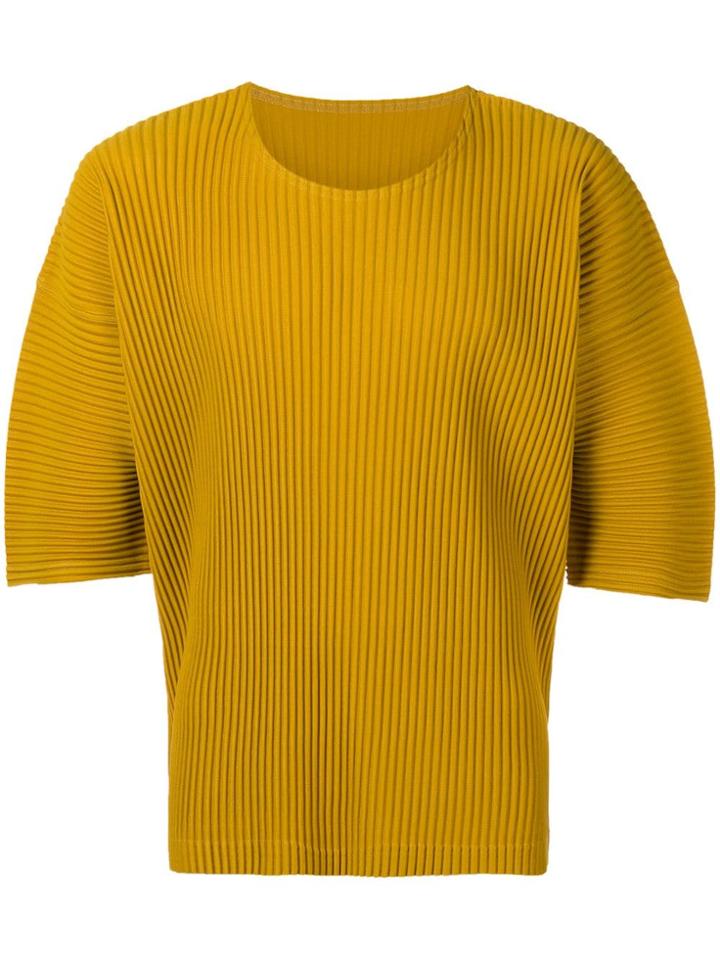 Homme Plissé Issey Miyake Pleated Oversized T-shirt - Yellow & Orange