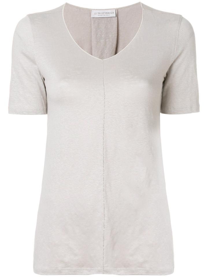Le Tricot Perugia V-neck T-shirt - Grey
