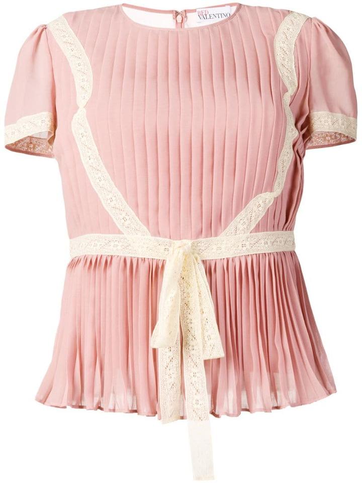 Red Valentino Red (v) Pleated Pintuck Top - Pink
