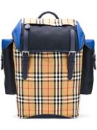 Burberry Colour Block Vintage Check And Leather Backpack - Nude &