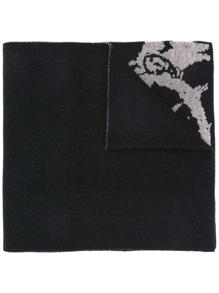 Diesel Intarsia Knit Scarf - Black