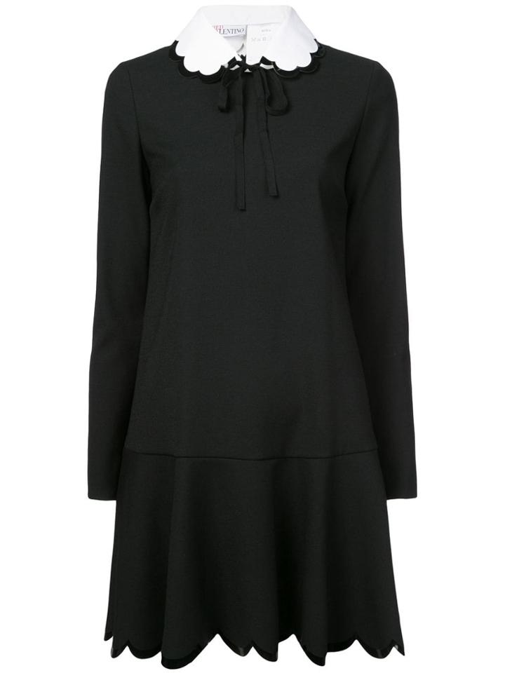 Red Valentino Scallop Hem Shirt Dress - Black